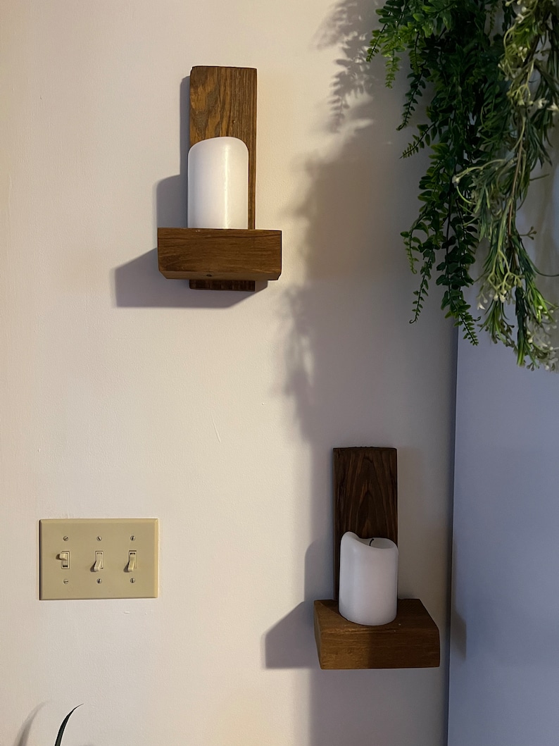 Farmhouse Wall Candle Holder Sconce Set of 2 image 2