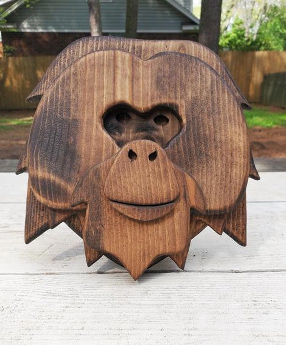 Download Orangutan Animal Bust Layered Wood Wooden Animal Bust Etsy