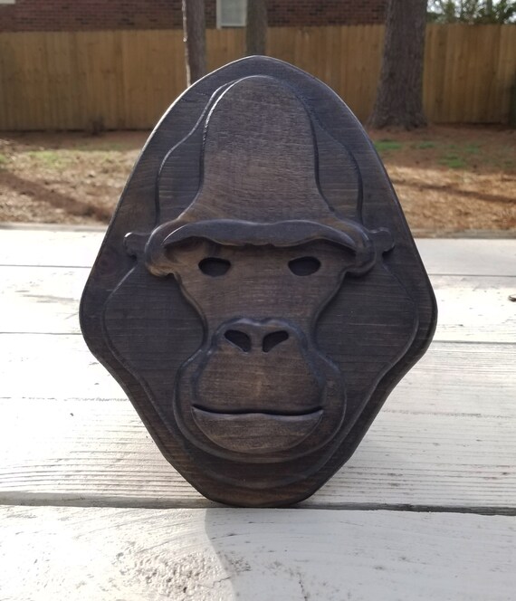 Download Gorilla Animal Bust Layered Wood Wooden Animal Bust Etsy