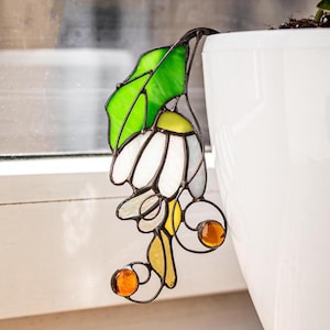 Stained Glass Pot Decoration Gift for Women, Garden Patio Home Plant Accessories, Unique Handmade Glass Art, Planter Decor