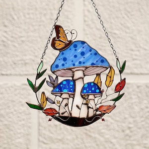 Stained glass Fly Agaric Home Amanita | Mushroom Wall Window Hanging Suncatcher | Cottage Core Mother's Day Gift