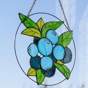 Echte glazen zonnevanger bosbessen | New Home lente decorpaneel | Tuinterras raam muur hangend | Moederdagcadeau
