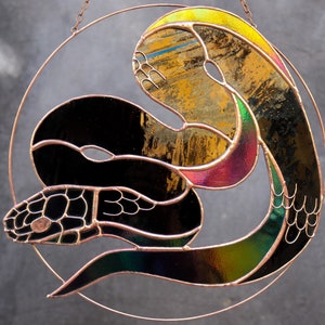 Fleck-Glas-Sonnenfänger Python. Natur Tier Schlange Home Haus Panel. Wand Fenster hängende Kunst-Dekor-Dekoration. Einweihungsgeschenk