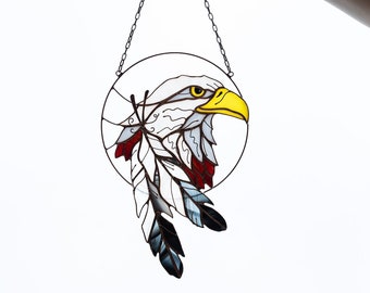 Suncatcher Falke Glasmalerei Vogel Home Decor Spooky Ornament Fenster Wandbehang Geier Hexe einzigartiges Geschenk