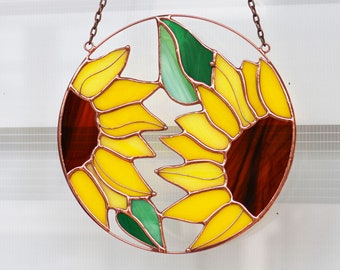 Sunflower Flower Suncatcher. Stained glass Home Decor Fall Christmas Garden Window Wall Hangings. Grandma Ukraine gift shops, Mother’s gift