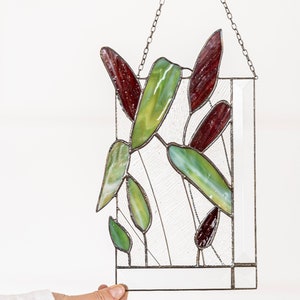 Panneau mural en vitrail avec décoration florale intéressante. Idée cadeau pour la fête des mères. Décoration intérieure extérieure image 1