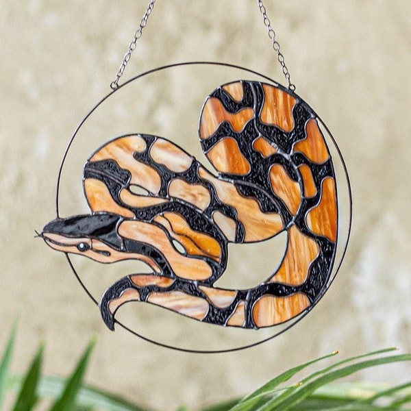 Suncatcher python. Animal snake Home House Pendant. Wall Window Hanging Stain Glass Art Decor Decoration. Housewarming gift