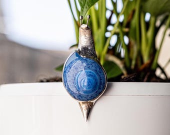 Gebrandschilderd glas blauwe slak plant pot inzet huis tuin decor, cadeau voor moeder van dochter, slak pot clip