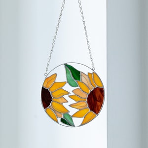 Sunflower Flower Suncatcher. Stained glass Home Decor Pendant Window Wall Hangings. Grandma Ukraine gift shops, Mothers gift