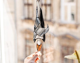 Gothic Stained Glass Vampire Suncatcher, Window Hanging Halloween Home Patio Decoration, Glass Art Vampire, Perfect Spooky Housewarming Gift