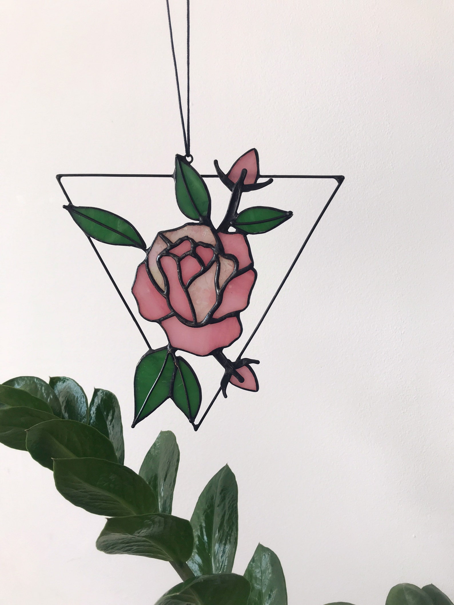 Pink Flower Suncatcher Rose. Home Decor Panel Garden Pendant. Etsy