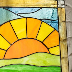Stained Glass Picture Home Kitchen Wall Hanging  Decor | Real Glass Art Suncatcher | Mother's Day Unique Gift