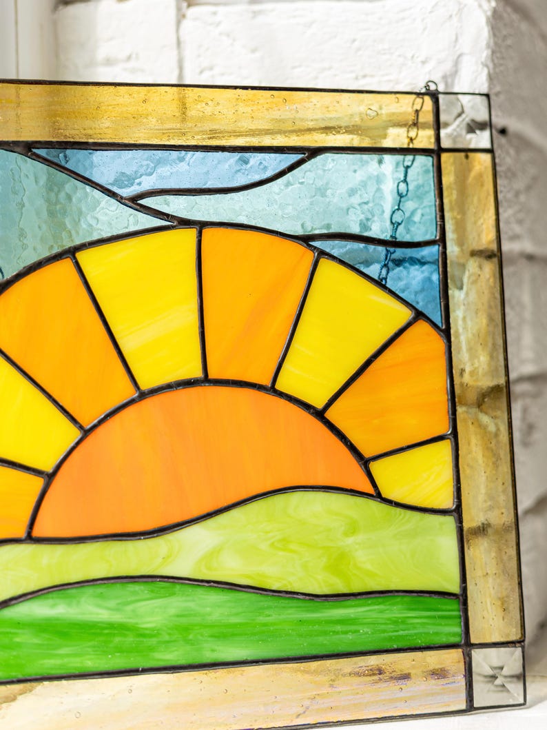 Stained Glass Picture Home Kitchen Wall Hanging  Decor | Real Glass Art Suncatcher | Mother's Day Unique Gift