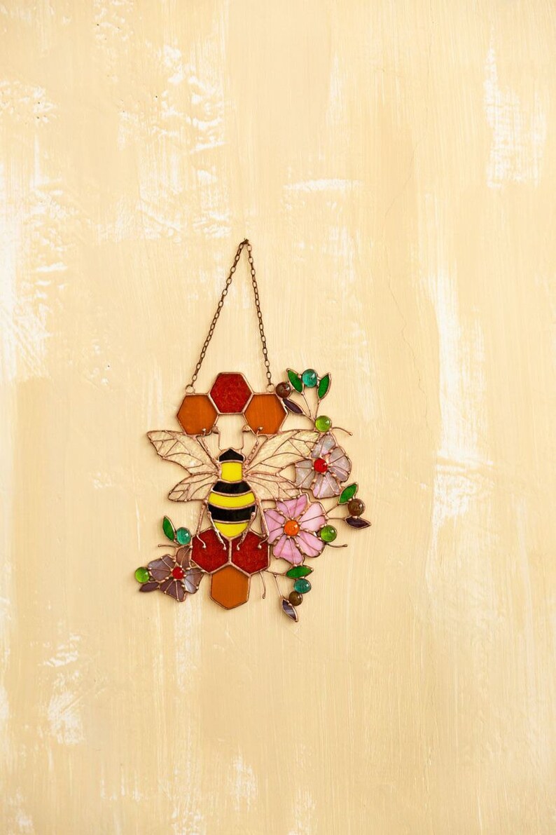 Yellow Suncatcher Stain Glass Picture Home House Etsy