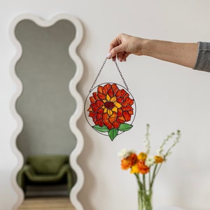 Stained glass Flower Suncatcher dahlia. Window Wall Hangings. Mother’s day gift, Home Decor