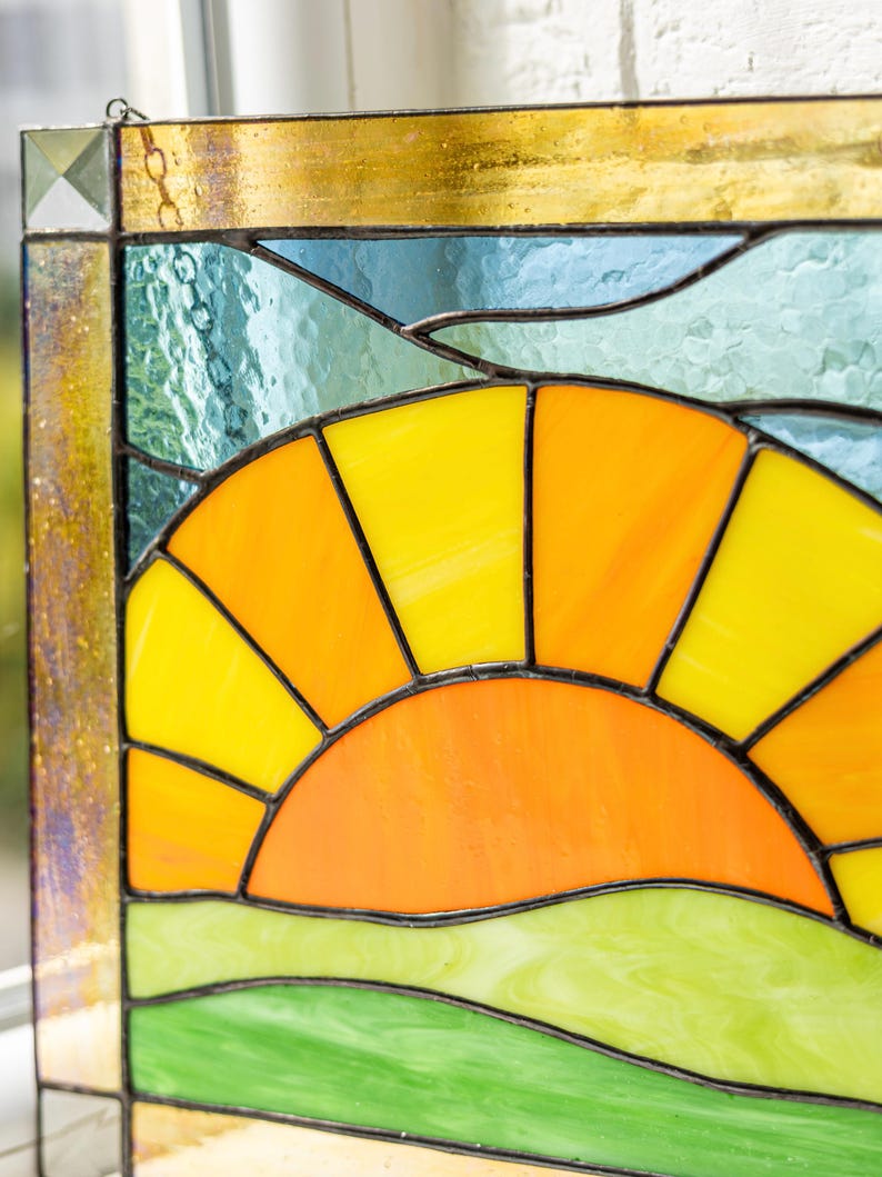 Stained Glass Picture Home Kitchen Wall Hanging  Decor | Real Glass Art Suncatcher | Mother's Day Unique Gift
