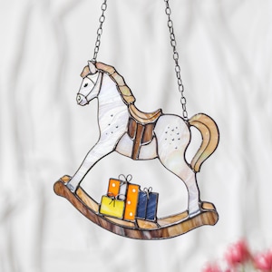 Stained Glass Horse Toy Suncatcher Home Patio Decor, Housewarming Gift, Kid&#39;s Room Decor Horse Suncatcher, Cute Glass Art