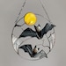 Gothic Suncatcher Bat Moon Halloween Stain Glass Horror Picture Home Decor Panel Spooky Ornament Window Wall Hanging Dark Cling Witch gift 
