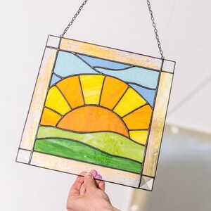 Stained Glass Picture Home Kitchen Wall Hanging  Decor | Real Glass Art Suncatcher | Mother's Day Unique Gift