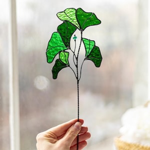 Spring Stained Glass Ginkgo Leaves, Green Ginkgo Suncatcher, Easter Decoration, Mother’s Day Gift, Housewarming & Anniversary Gift