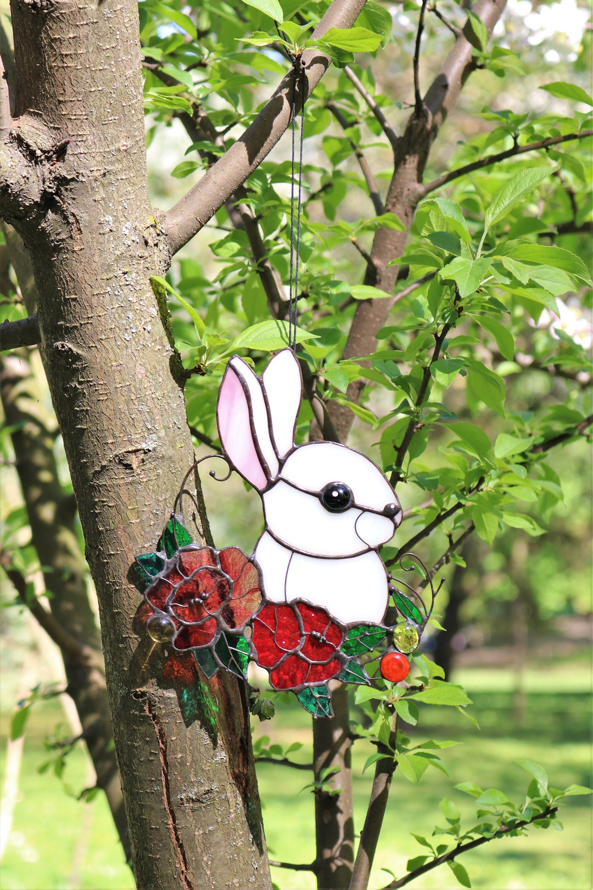 White Rabbit Decoration. Stained Glass Bunny. Spring Ornament Etsy UK