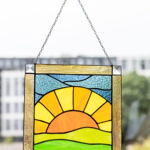 Stained Glass Picture Home Kitchen Wall Hanging  Decor | Real Glass Art Suncatcher | Mother's Day Unique Gift