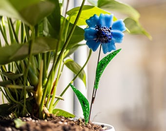 Fused Glass Plant Stake Flowers | Birth Flowers Home Patio Decoration | Mother's Day Gift
