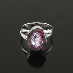 Natural Star Ruby Ring / Star Ruby Ring / Star Ruby Silver Ring / Gemstone Silver Ring / 925 Sterling Silver Ring / Star Ruby Slice Ring / image 2