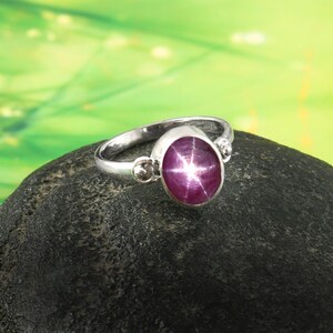 Star Ruby Ring/ Oval Star Ruby Ring/ Star Ruby Silver Ring For Unisex / Gemstone Silver Ring / 925 Sterling Silver Ring /