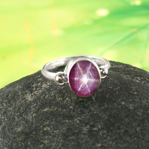 Star Ruby Ring/ Oval Star Ruby Ring/ Star Ruby Silver Ring For Unisex / Gemstone Silver Ring / 925 Sterling Silver Ring /