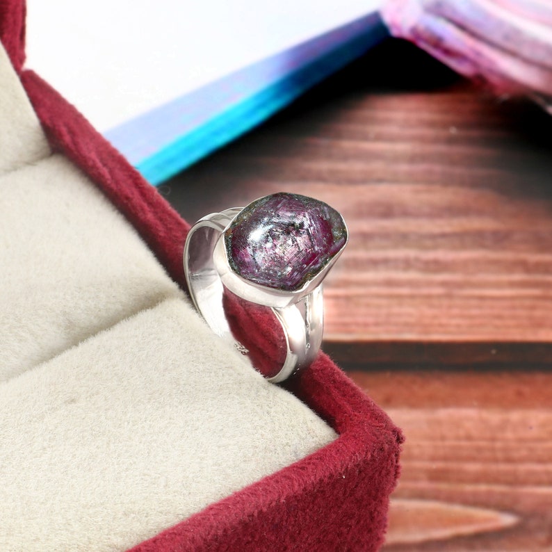 Natural Star Ruby Ring / Star Ruby Ring / Star Ruby Silver Ring / Gemstone Silver Ring / 925 Sterling Silver Ring / Star Ruby Slice Ring / image 3
