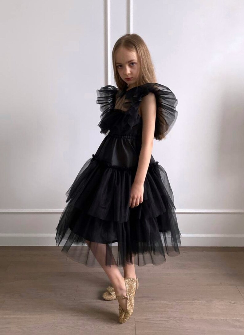 Black Wednesday Girls Dress Trendy Wednesday Girl Dress Etsy Denmark