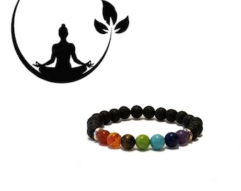 7 Chakra Bracelet / Diffuser / Healing / Lava Rock / Gemstone / Energy