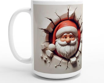 Santa Claus Ceramic Coffee Mug, Holiday Cheer (15oz)