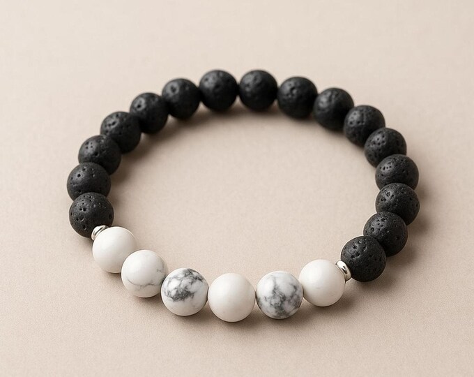 Essential Oil Bracelet - Lava Rock and White Howlite