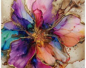Alcohol Ink Flower Art 2026 Wall Calendar