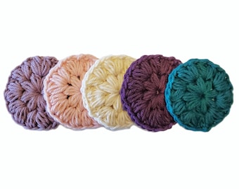 Face Scrubbies / Set of 5 / Eco friendly / 100% Cotton / Cotton Rounds / Reusable / Makeup Remover Pads / Crochet
