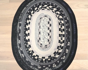 Jelly Roll Rug/ Black and White / High Quality Cotton / 30" x 23"