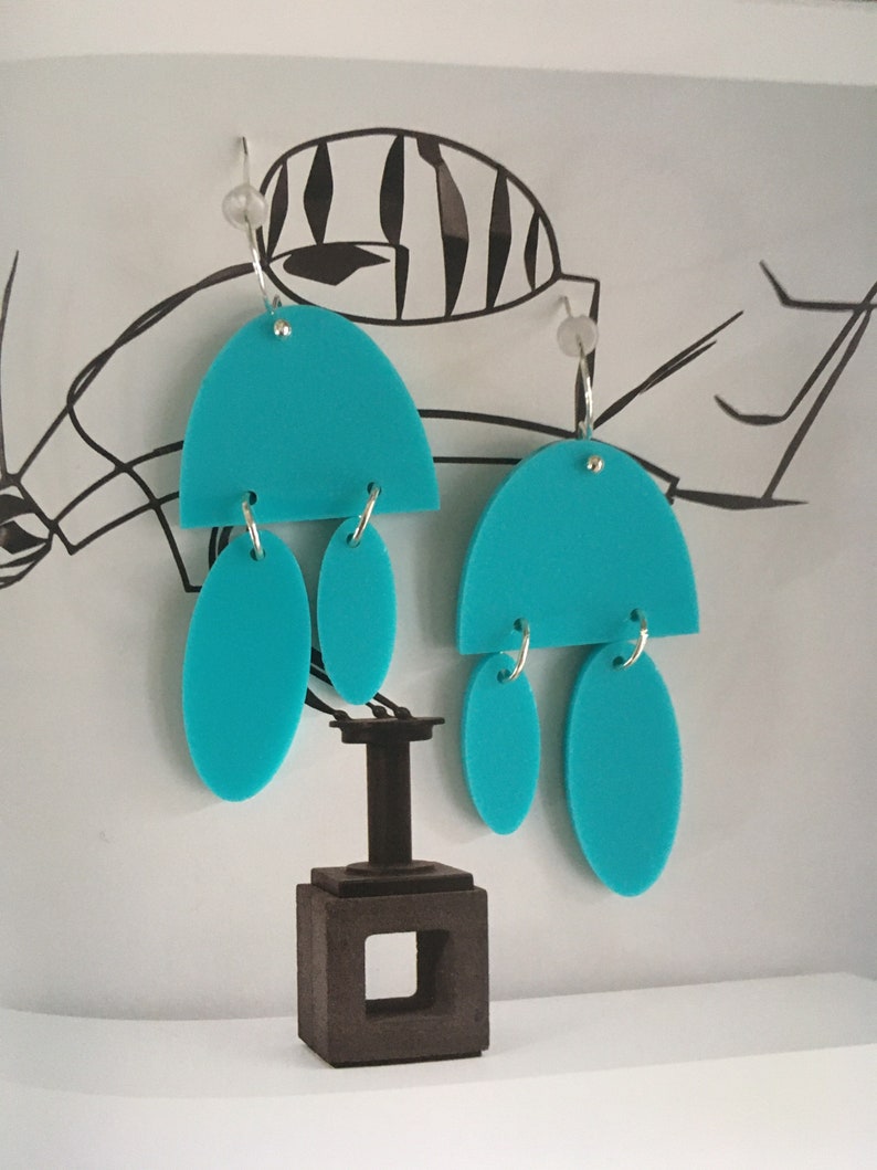 Mid century earrings acrylic earrings yellow earrings Etsy