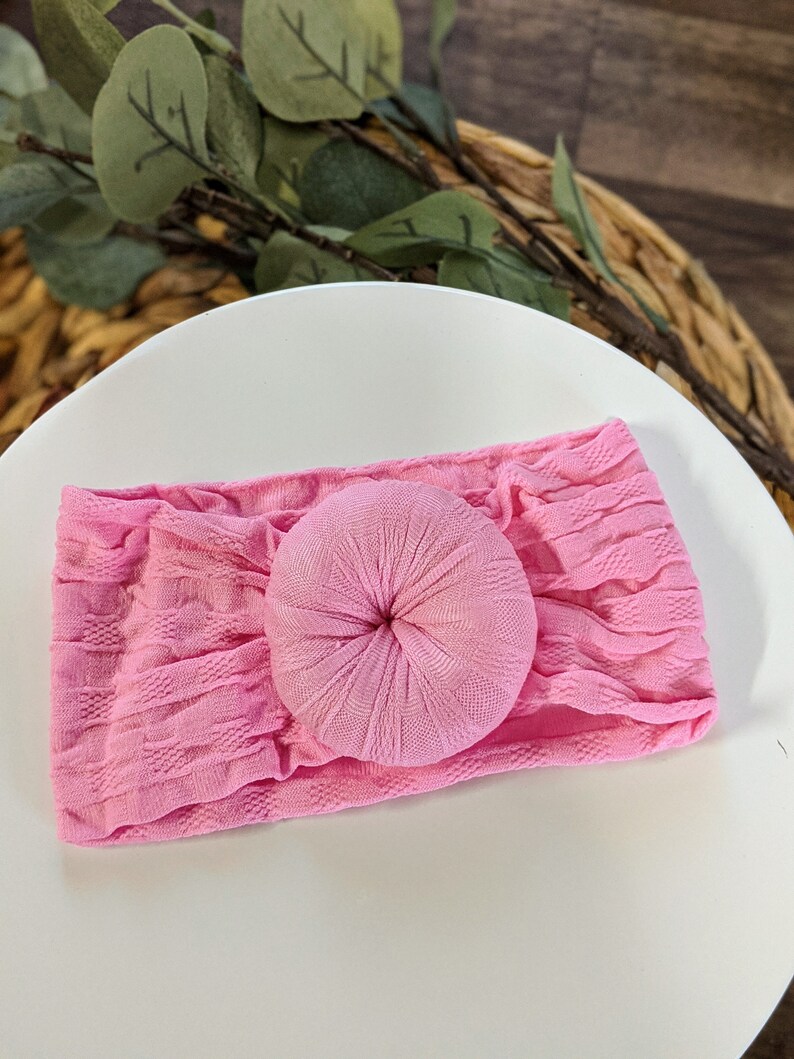 Top Knot Baby Headband Pastel Hair Bow Hand Tied Bow Gift for Baby Girls Pink Turban Headwrap Infant Bow Headband Baby Girl Bow