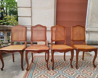4 chaises en rotin vintage chaises en raphia sièges 70'