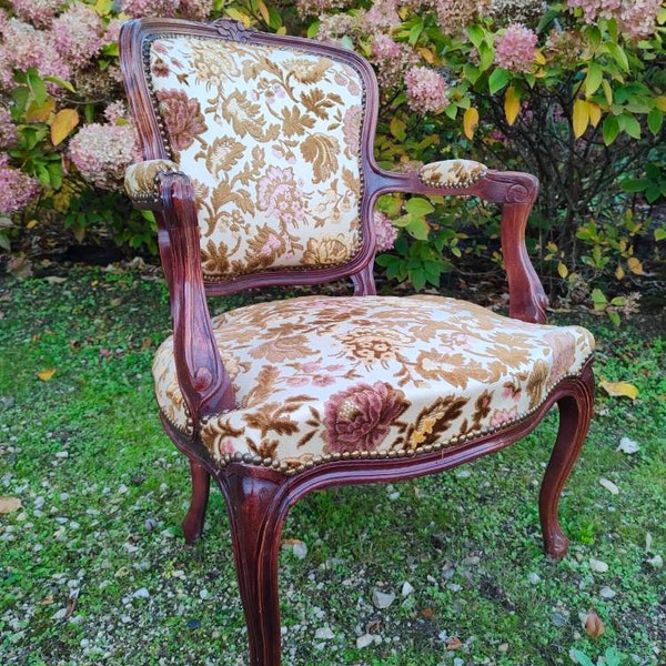 Chaise vintage française cabriolet style Louis XV 1950