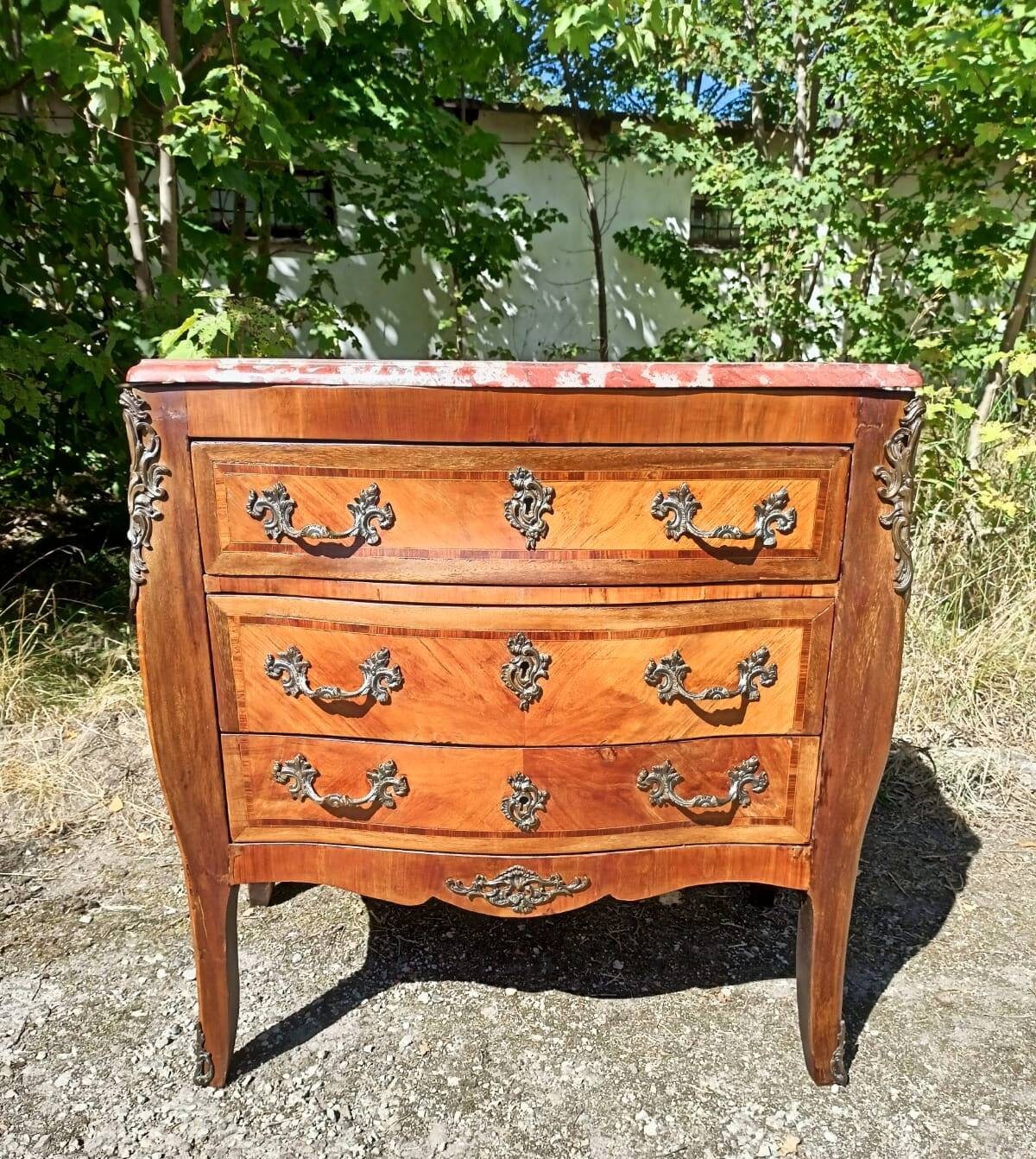 Antique French Louis XV Boullé Inlayed Marble Top XIX Etsy