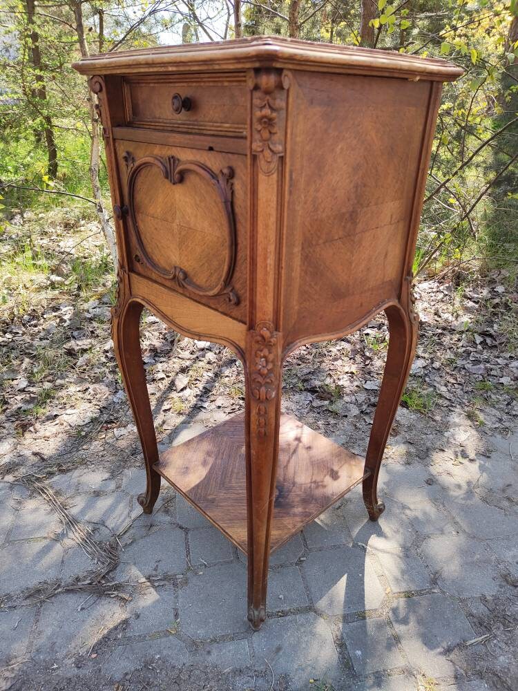 French Antique Bedside Table Marble Top Louis XV Style Etsy