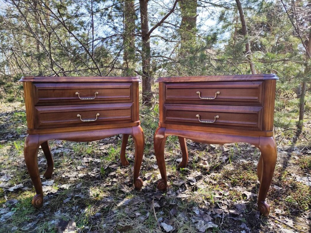 Pair of French Vintage Bedside Tables Fruit Wood Etsy