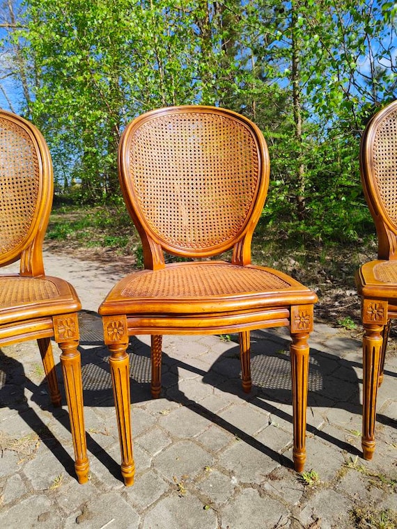 King Louis Chair - Natural with Rattan Back 