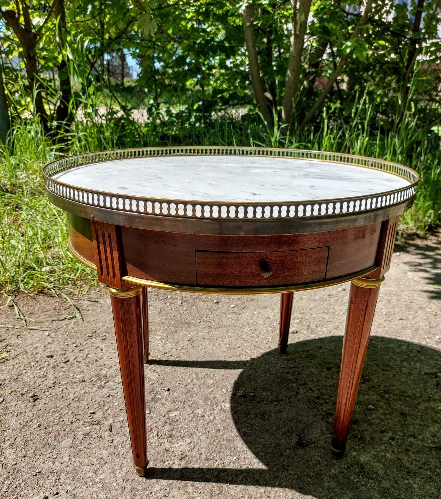 Antique French Louis XVI Style Mahogany Bouillotte Side Table