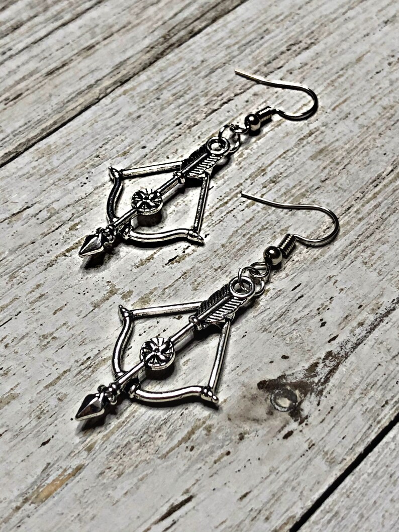 Bow and Arrow Earrings Antique Silver Bow earrings Silver Etsy