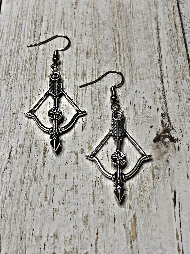 Bow and Arrow Earrings Antique Silver Bow earrings Silver Etsy
