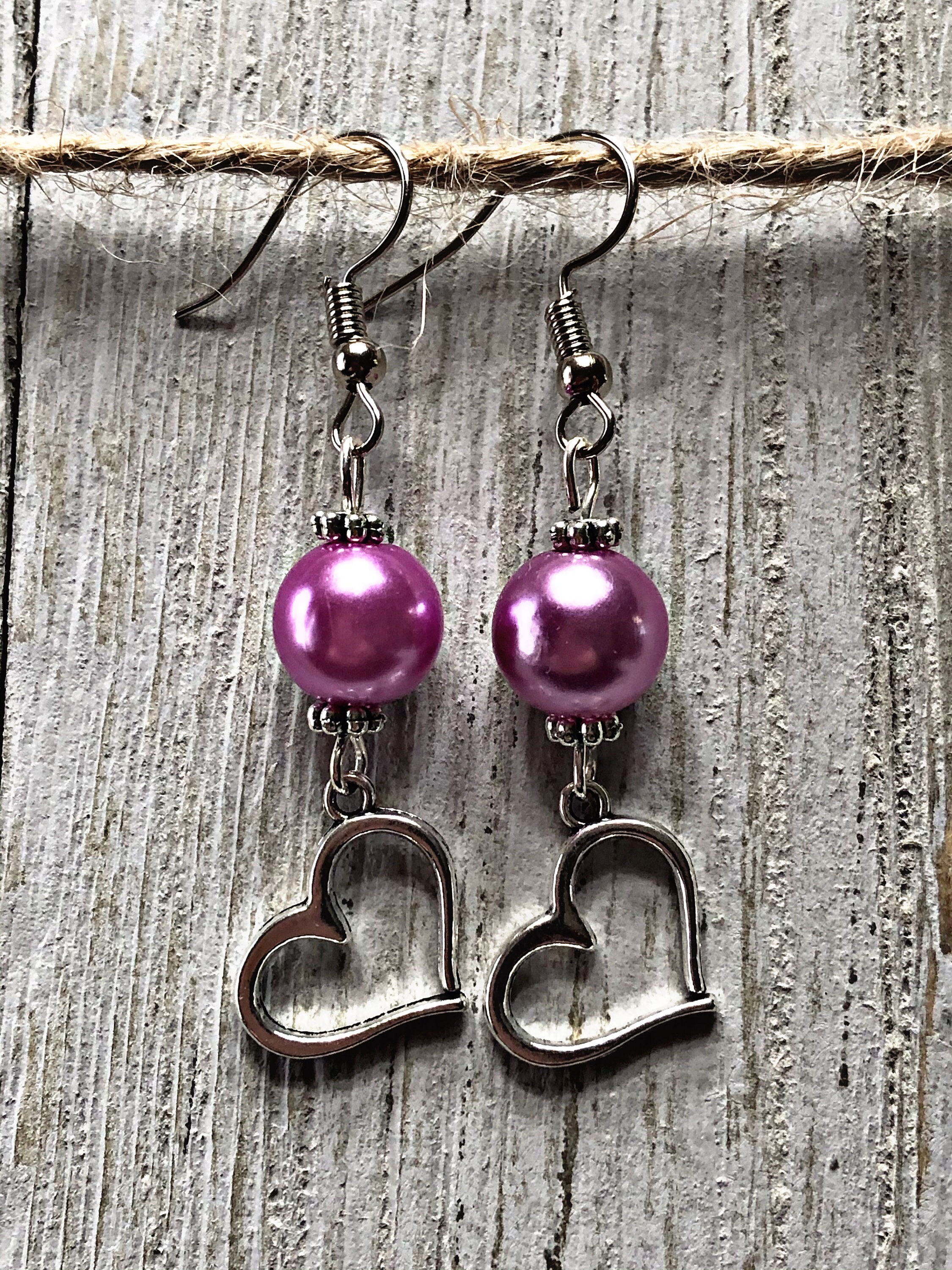 Silver Open Heart Dangle Earrings Open Heart Drop Earrings | Etsy